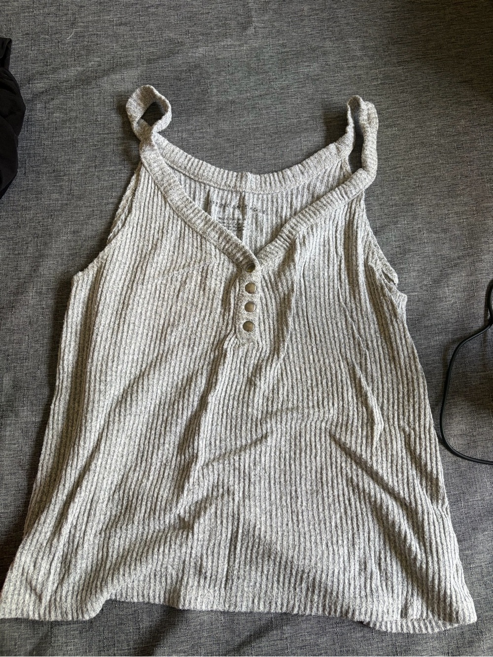 American Eagle Outfitters Heather Gray Ribbed Button-Front Cami